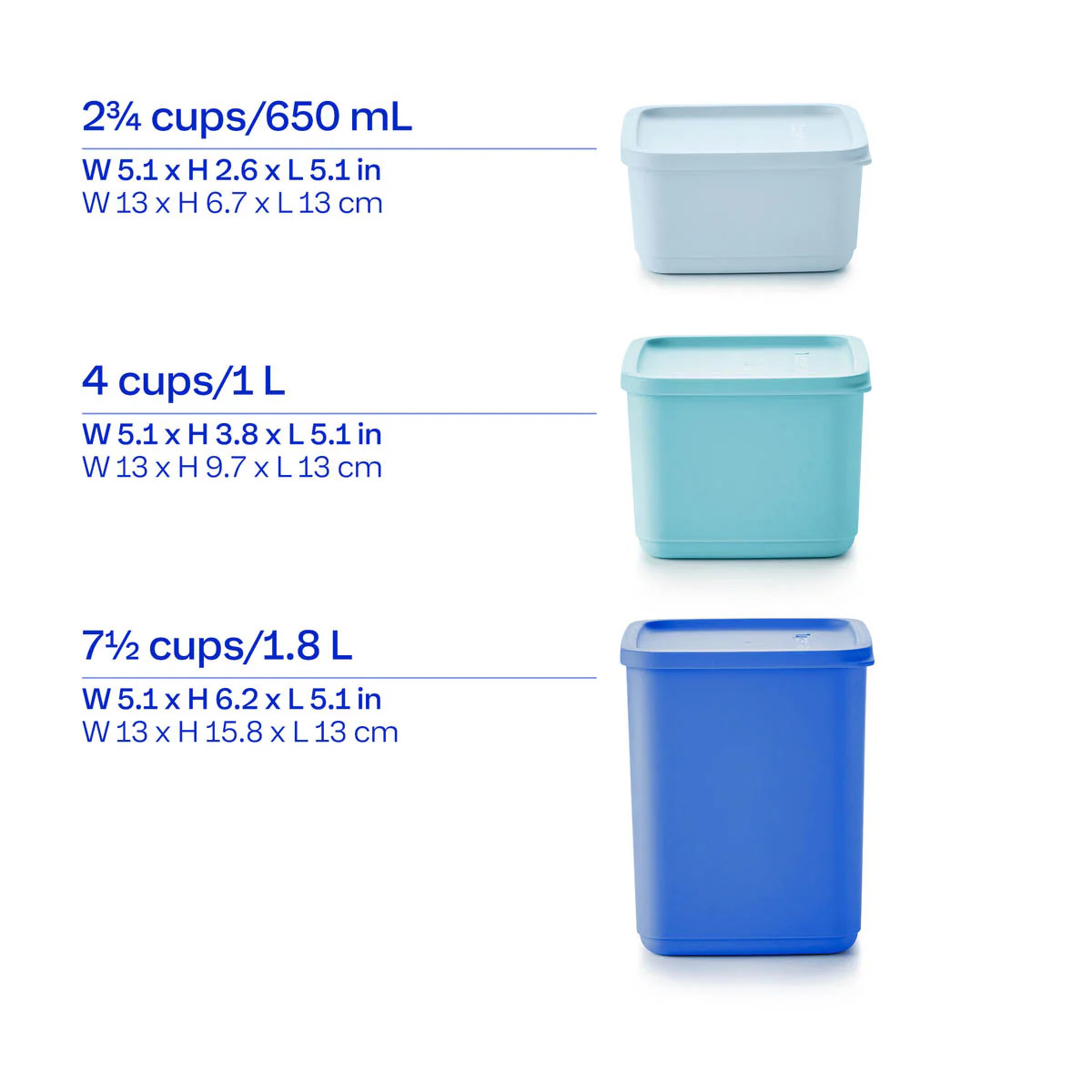 Tupperware Basic Brights Square 14 pieces Food Storage Container Set