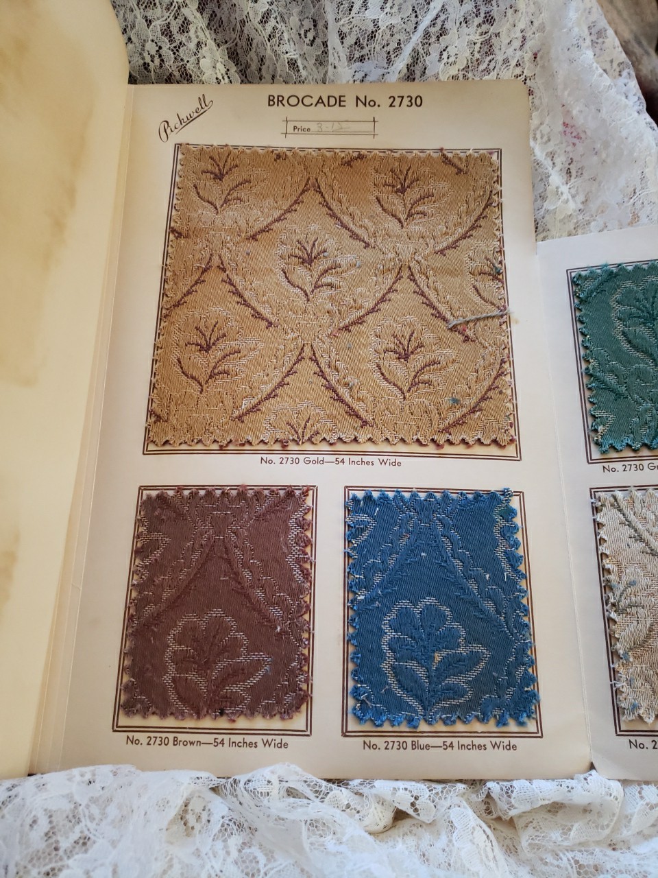 Antique Upholstery Fabrics Sample Book #2, The Pickwell Line, Chicago, Illinois