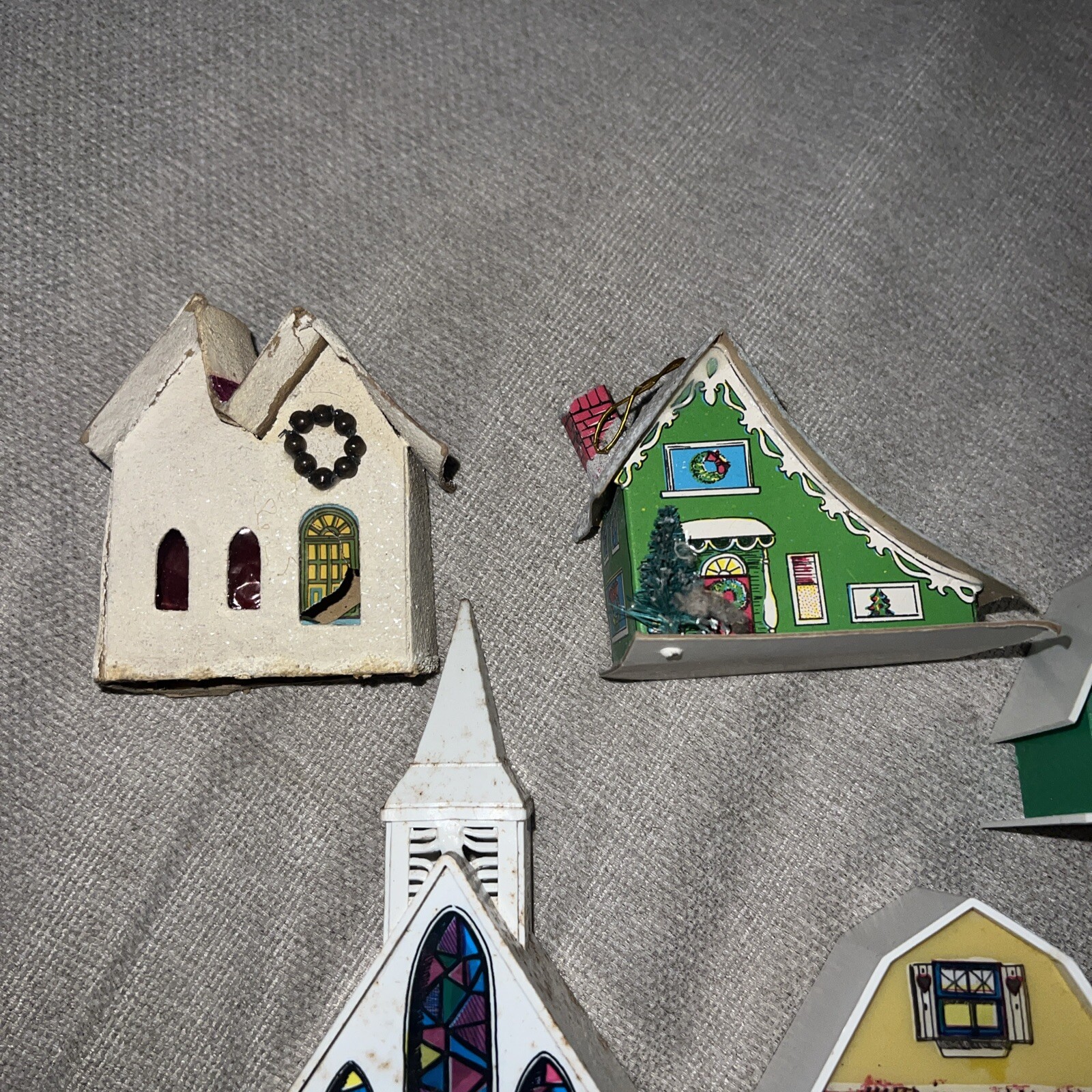 Vintage Christmas Alpine Village String Lights Covers Set Of 5 See Photos Read
