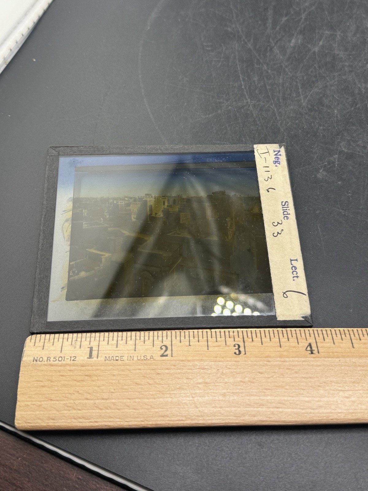 Antique Magic Lantern Glass Slide Roofs Lahore City Pakistan / India #33