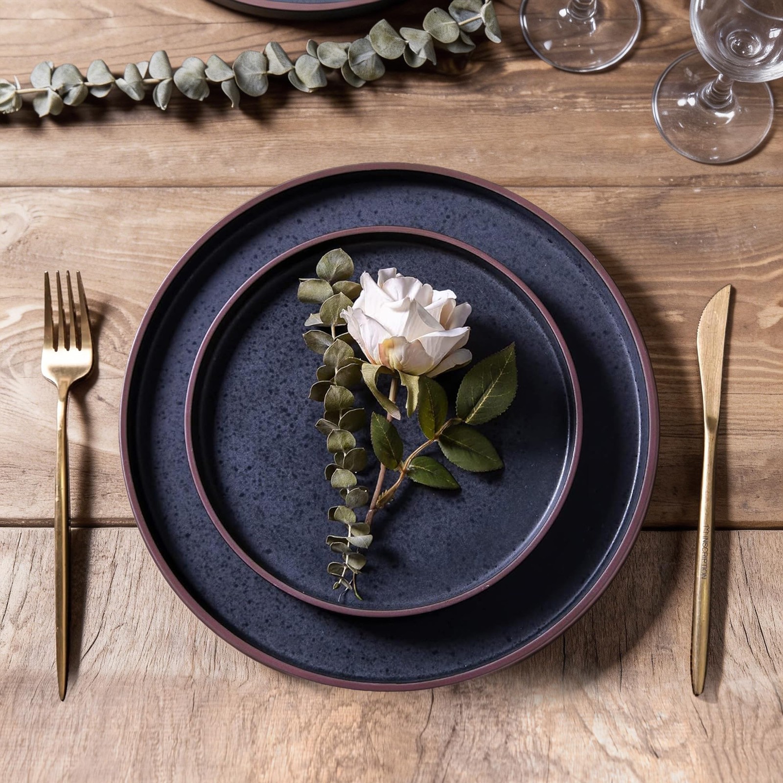 Leratio Ceramic Dinnerware Sets For 6 High Edge Stoneware Plates And Bowls Set