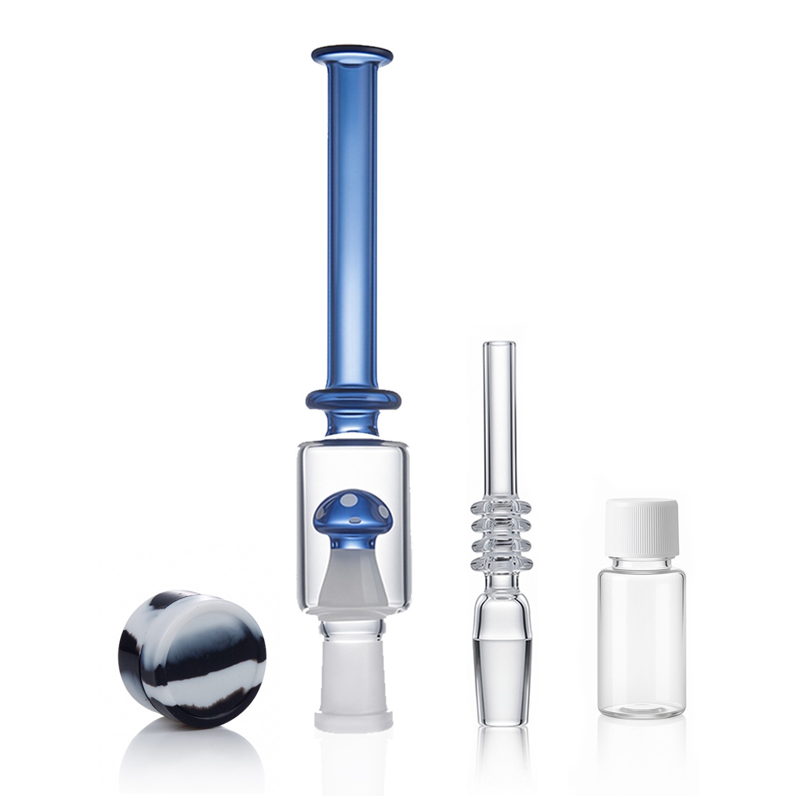 Mushroom Shaped Perc Glass Smoking Pipe Tobacco Kit 14mm With Clean tool