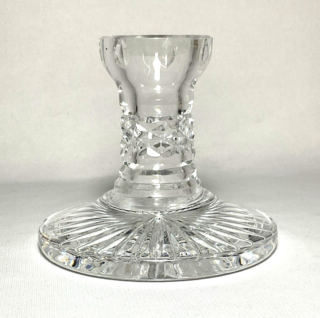 WATERFORD ~ Set (2) Crystal Single Light 3.75″ CANDLESTICKS (Lismore)~ Ireland