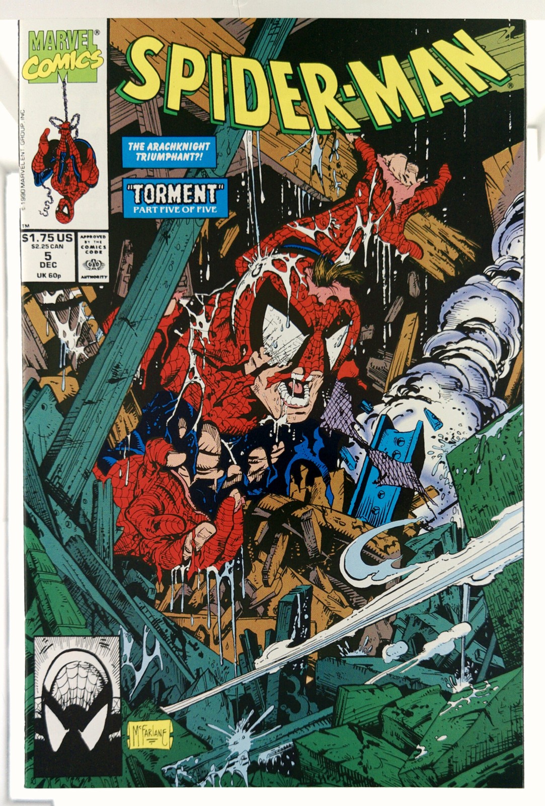 Spider-Man #5 1990 Marvel Comics NM Comic Book Direct Edition