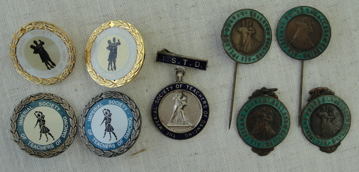 Job Lot 9x Vintage Ballroom Dancing Medals Badges ISTD 1957 Vaughton Birmingham