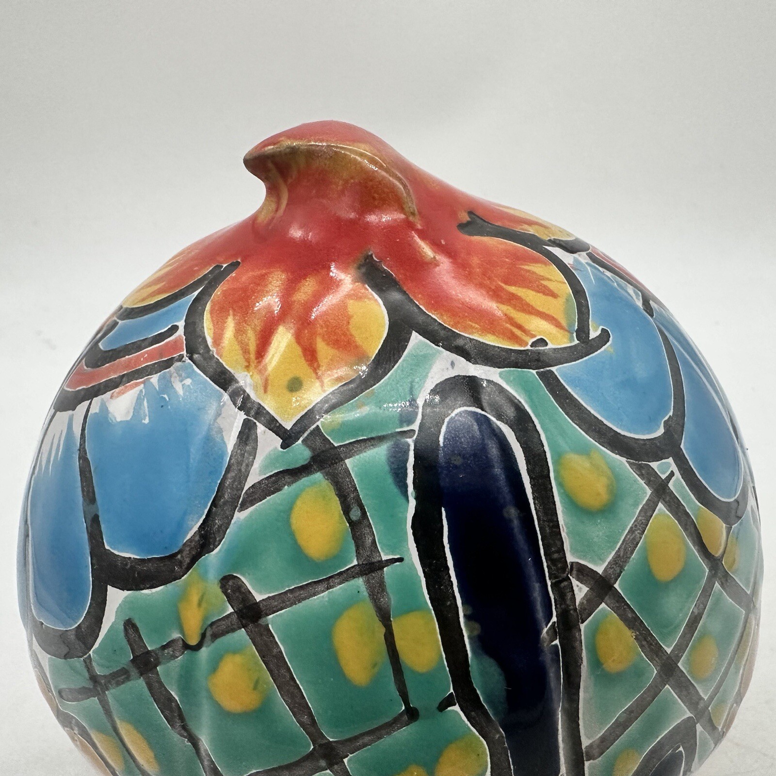 Talavera Blue Orange Mexican Pottery Jack O Lantern Pumpkin Decor New Halloween