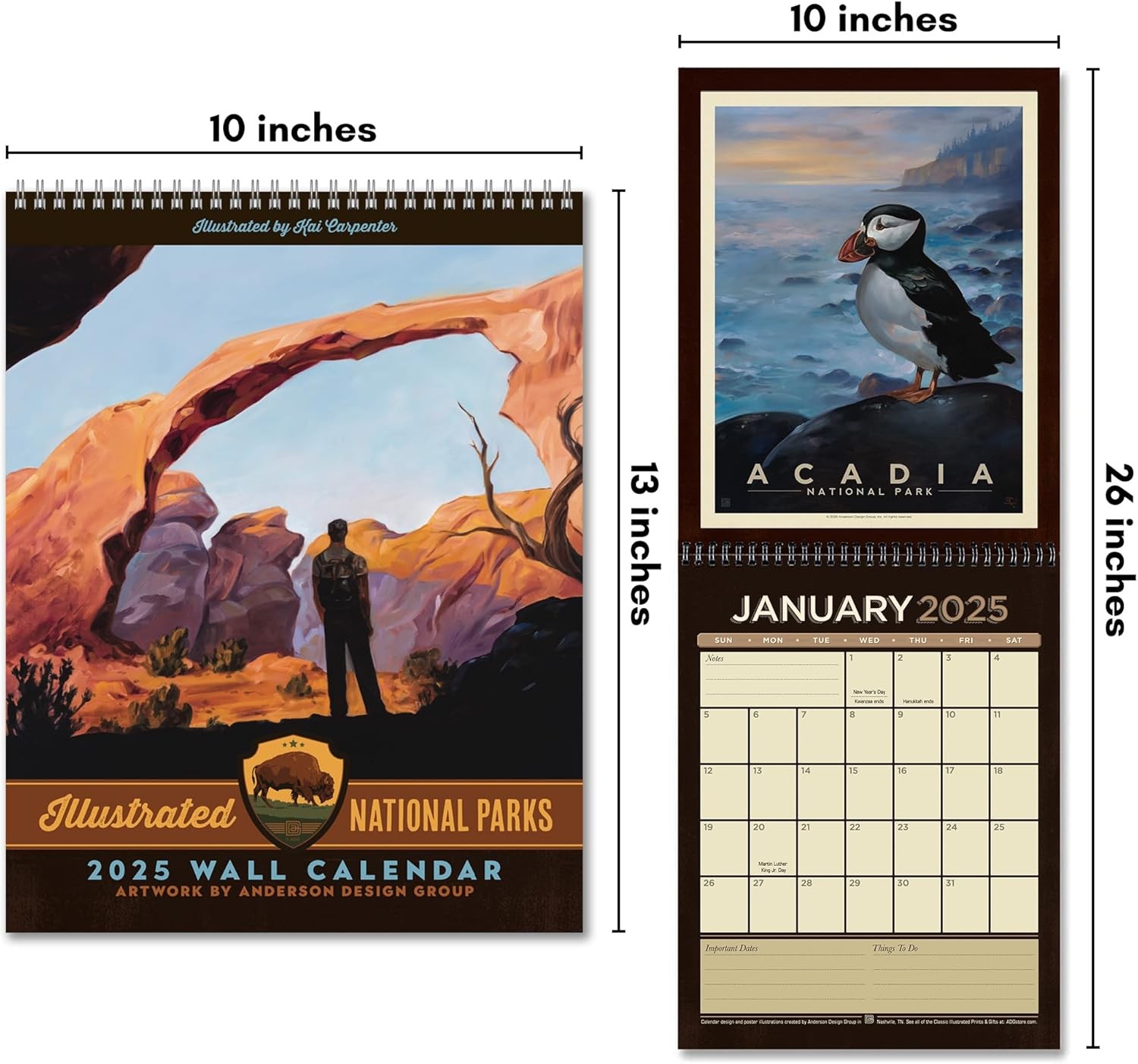 Americanflat 2025 Wall Calendar – Scenic National 10×13, Park