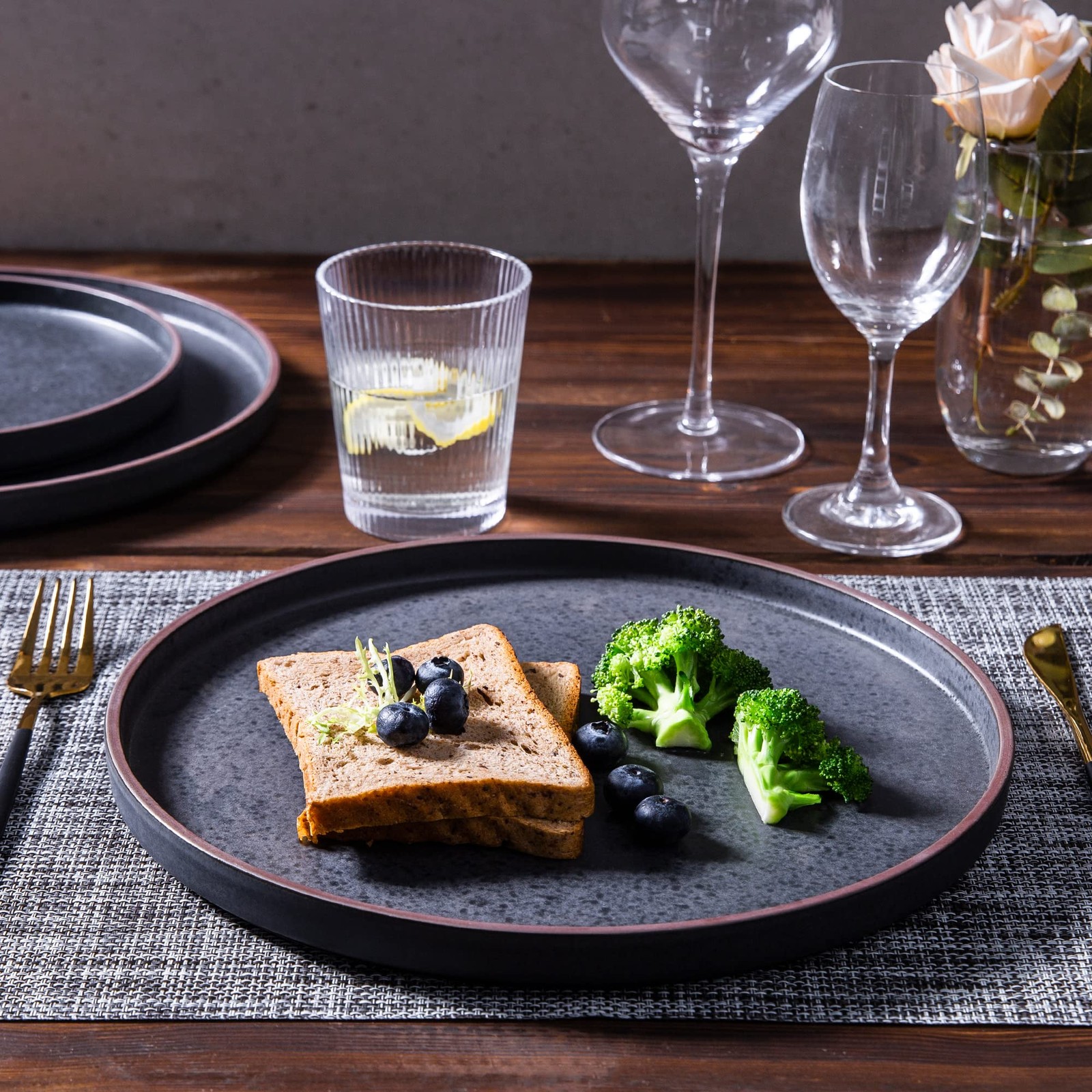 Leratio Ceramic Dinnerware Sets For 6 High Edge Stoneware Plates And Bowls Set