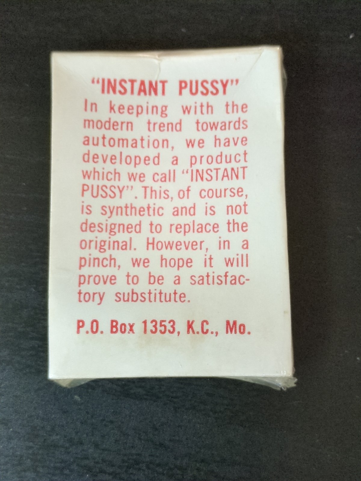 Adult PROPHYLACTIC Type Vending Machine Packets. NOT FOR USE