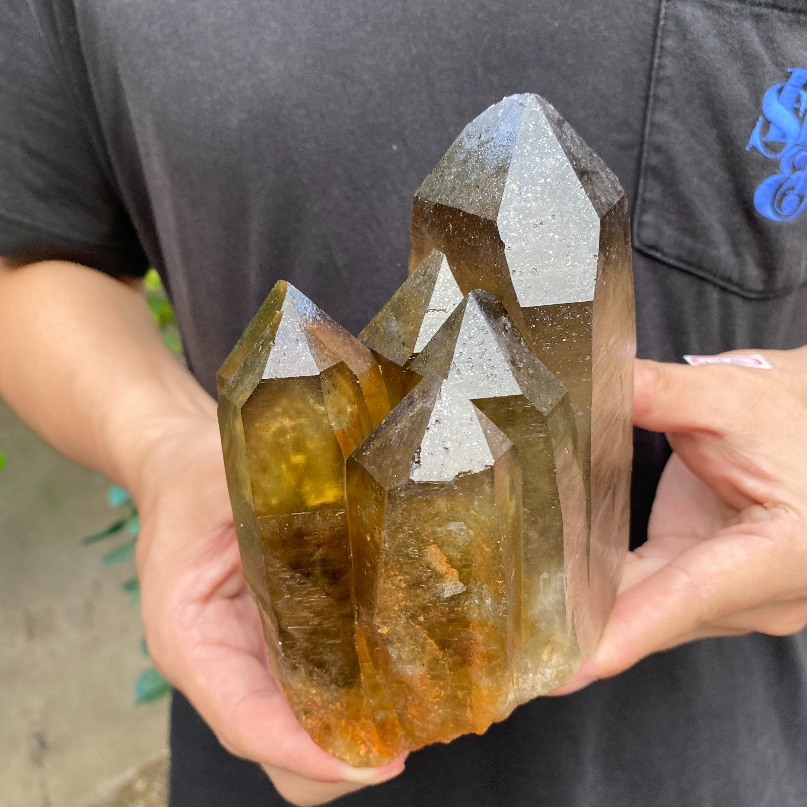 3.1lb Natural Smoky CITRINE Quartz Crystal Cluster Raw Mineral Specimen