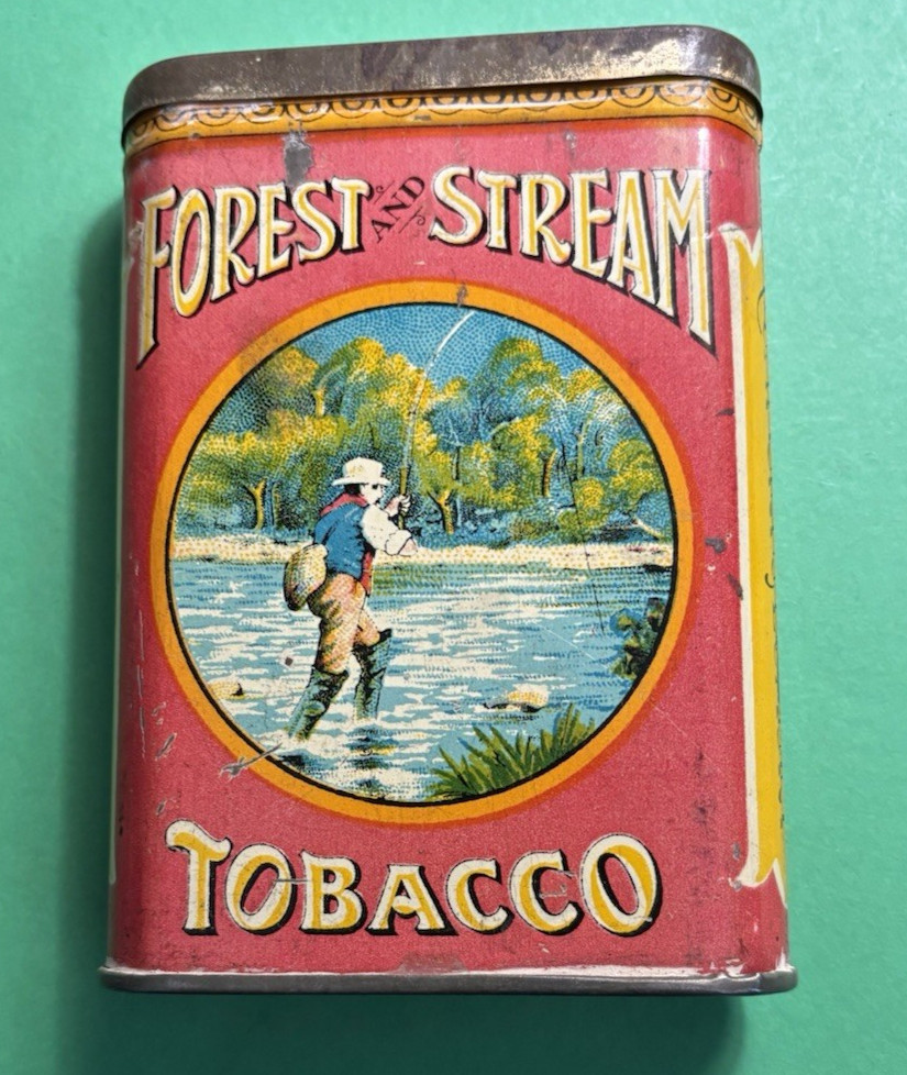 Forest & Stream Fisherman Early Pocket Tin Imperial Tobacco Co. Canada