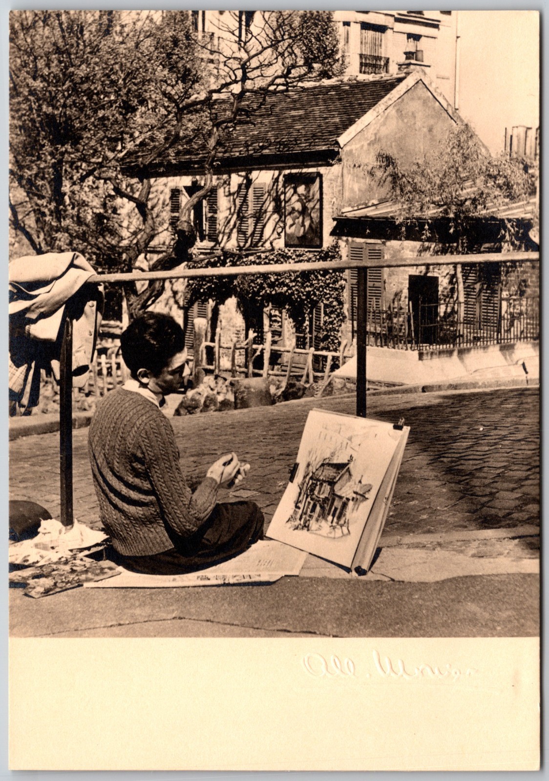 Artist at Work Paris France Photo by Albert Monier (6X4 in) Real Photo Postcard