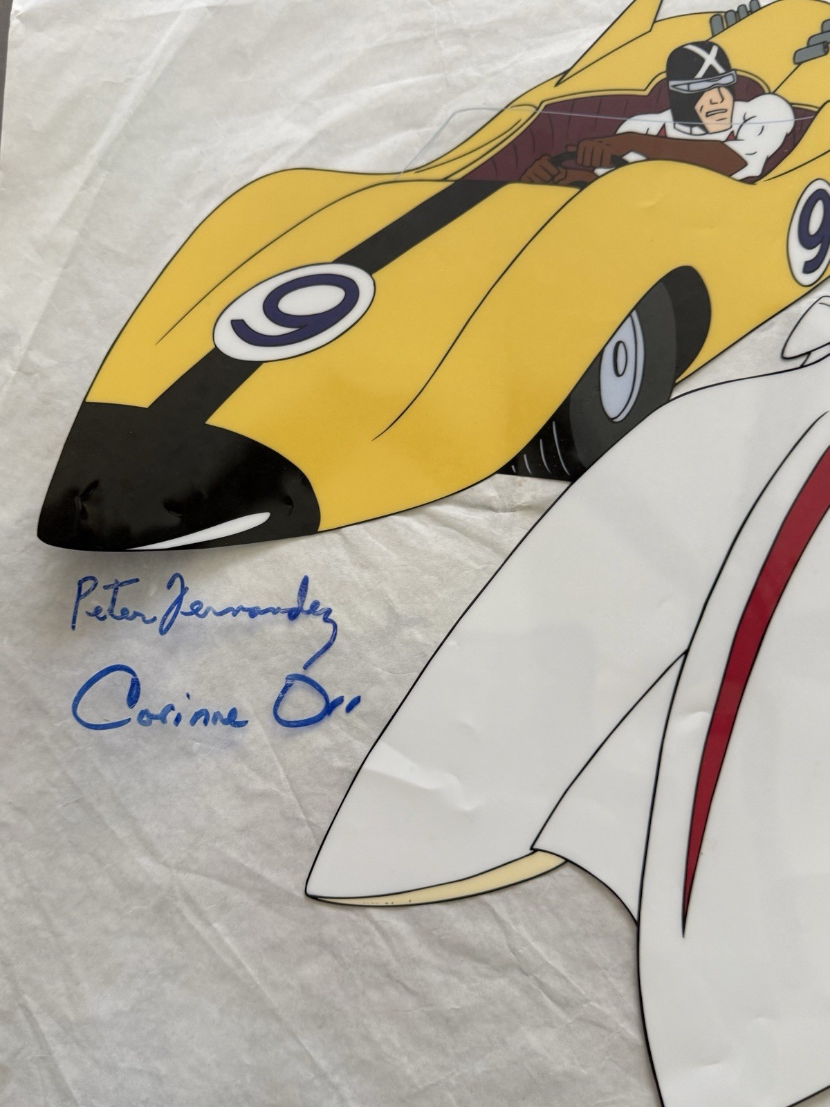 Speed Racer Sericel Hand Signed Peter Fernandez Corinne Orr Mach 5 Racer X