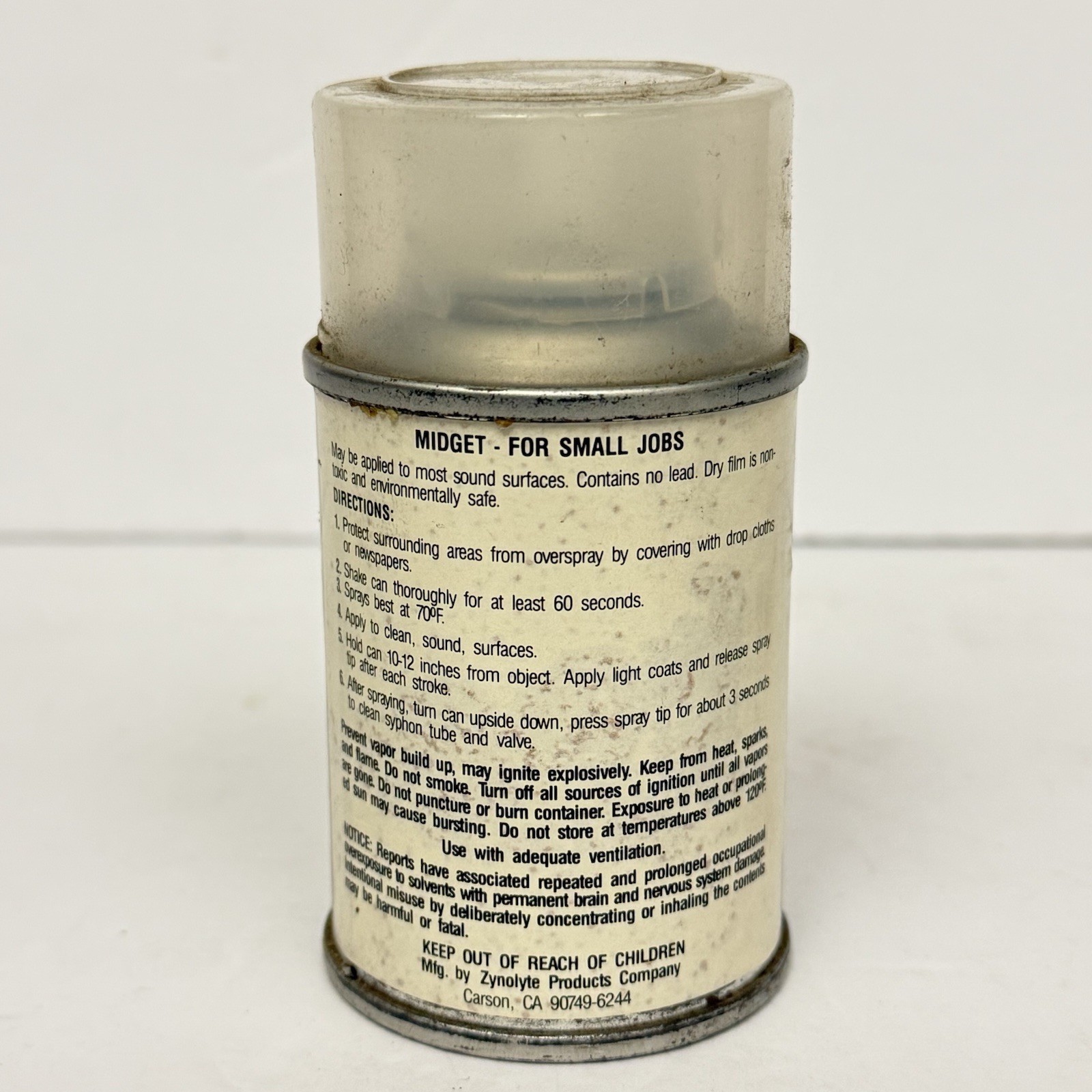 Vintage Zynolyte Midget Enamel CLEAR Spray Paint Can 3oz NO LEAD NON-TOXIC