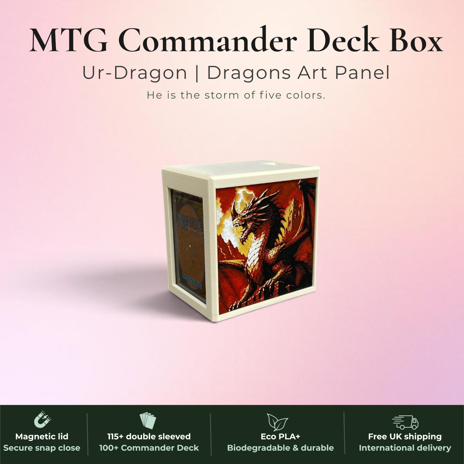 Ur-Dragon MTG Deck Box, Five-Color Dragons Commander EDH Vault, Magic