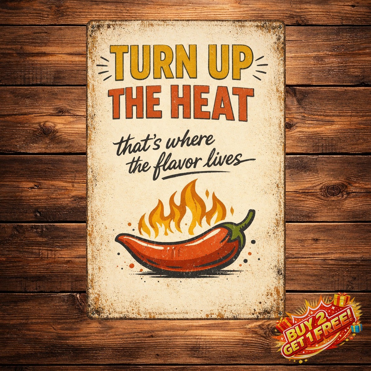 Thai Food Kitchen Spicy Asian Food Lover Chef Gift Metal Tin Sign