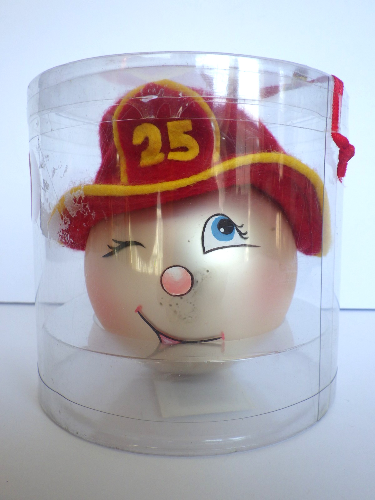 Kurt S Adler Fireman Hat Buddies 3″ Christmas Glass Ball Ornament New in Package