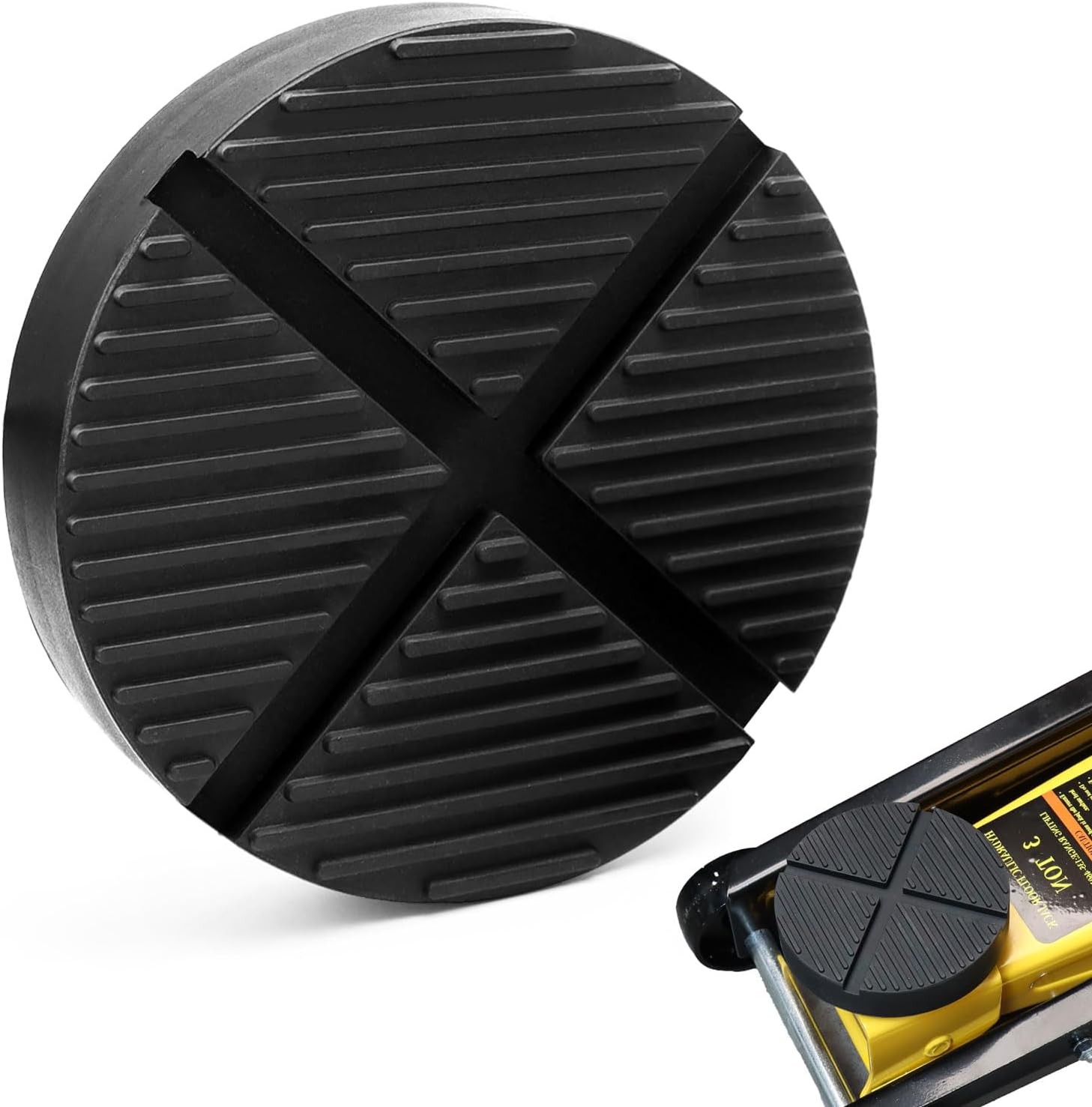 Floor Jack Rubber Pad 1 Pack, JUKFITA Durable Cushion Jack Pad, Pinch Weld Side