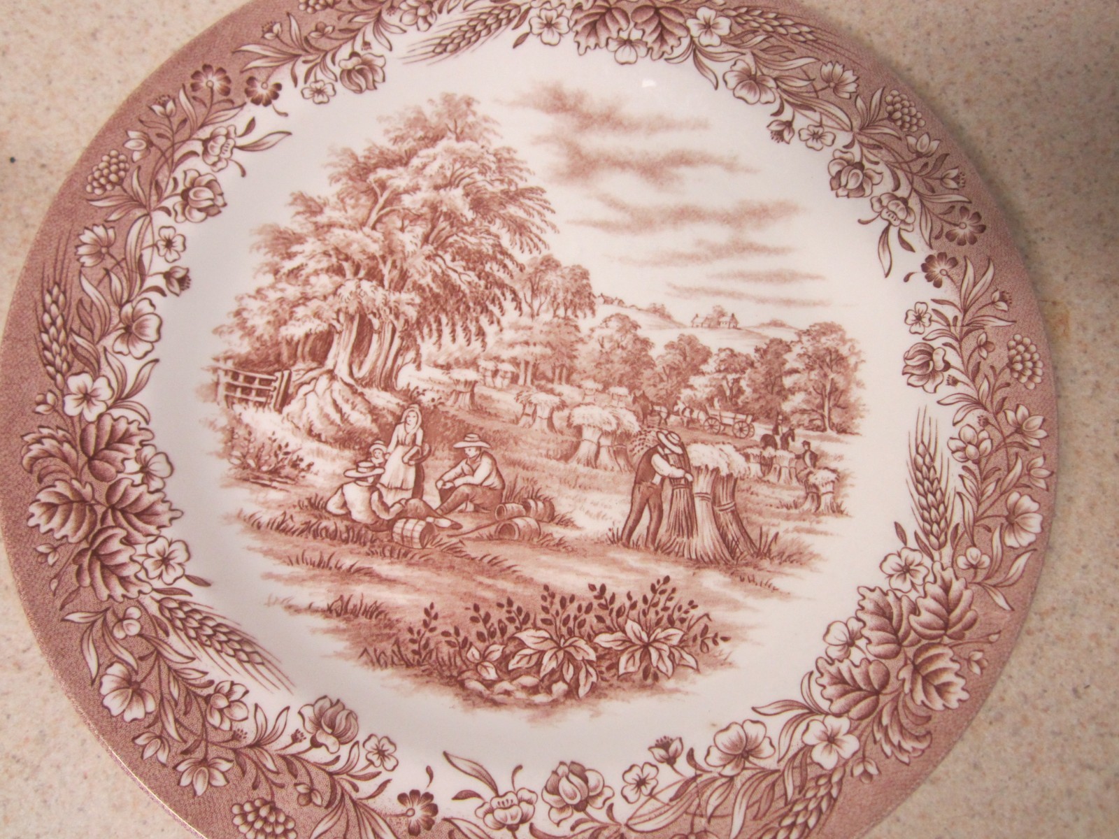 LOT 0F 4 Currier and Ives Brown Harvest Churchill England Dinner Plate 10 3/8″
