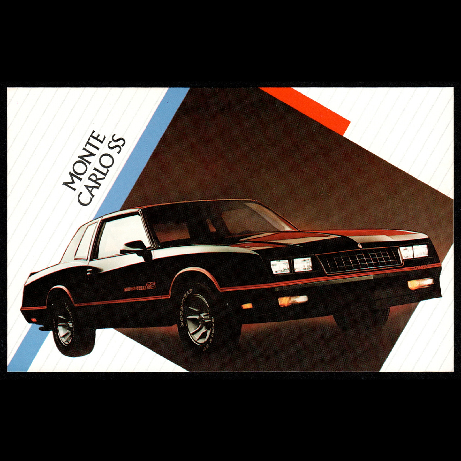 1986 Chevrolet MONTE CARLO SS: Original Dealer Promotional POSTCARD Unused VG+