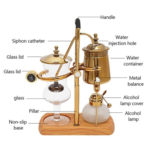15OZ Royal Belgian Belgium Balance Syphon Coffee Maker Siphon Brewer Golden HOT
