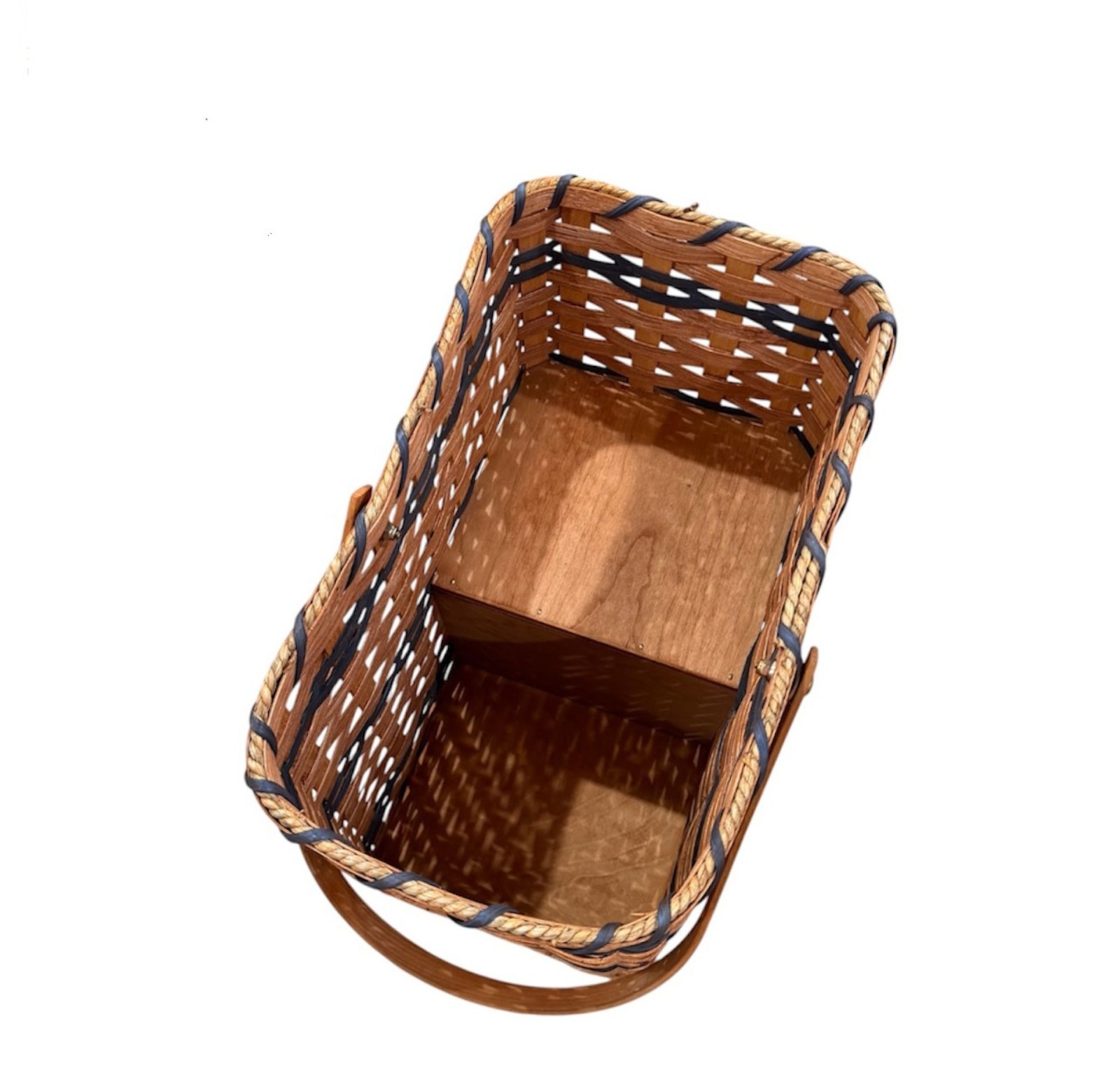 Amish Stair Step Wicker Wide Storage Basket Swinging Handle by Amish Baskets and