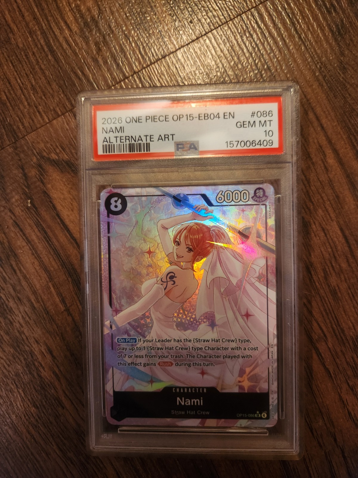 2026 ONE PIECE OP15 EB04 wedding dress. ALTERNATE ART NAMI PSA 10