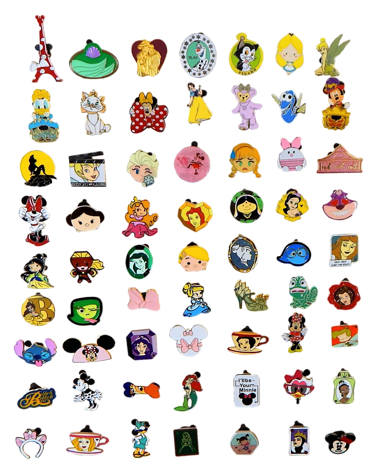 Disney Pin Trading 50 Girl Assorted Pin Lot – NEW Pins – No Doubles – Tradeable