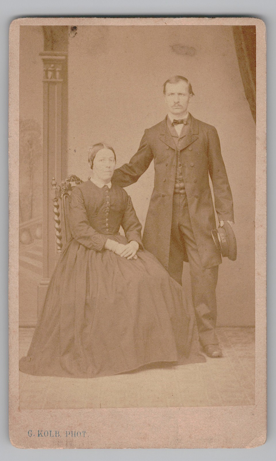 Antique CDV G. Kolb Man And Woman Couple Strasbourg France