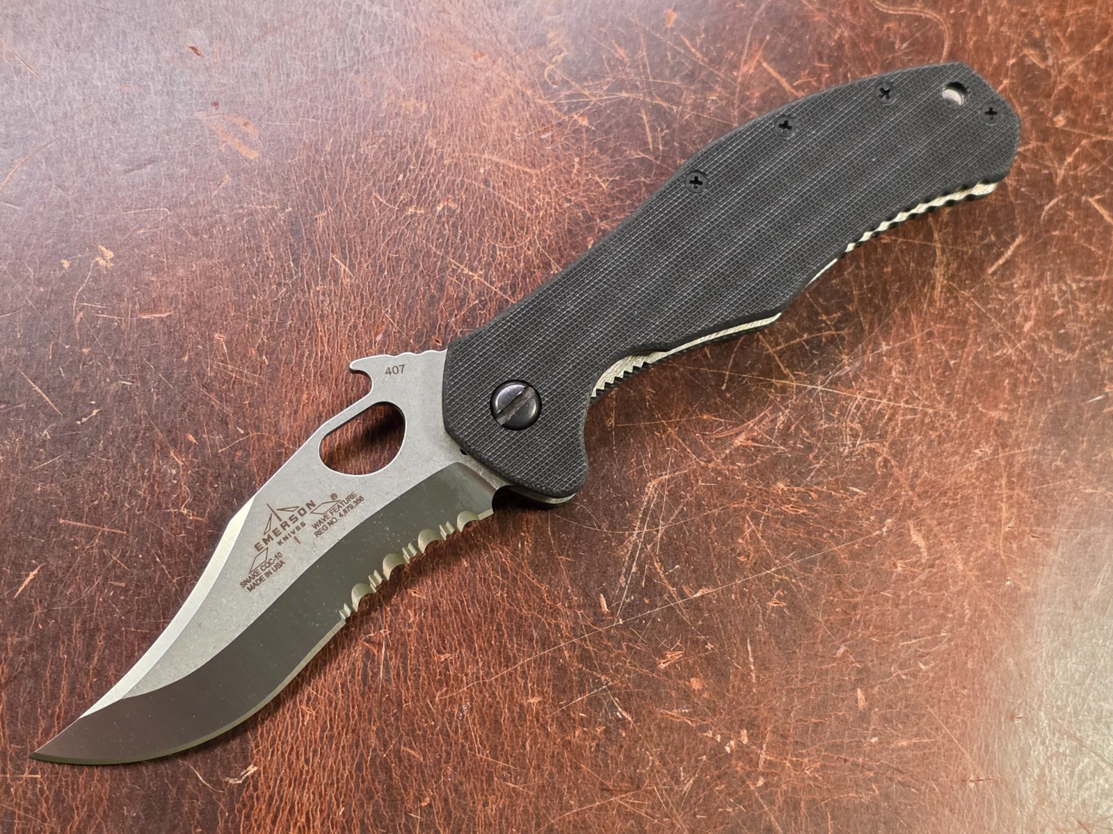 Emerson Knives – Snake 10 SF – G10 – 154CM – Wave – Serial #407 – Rare