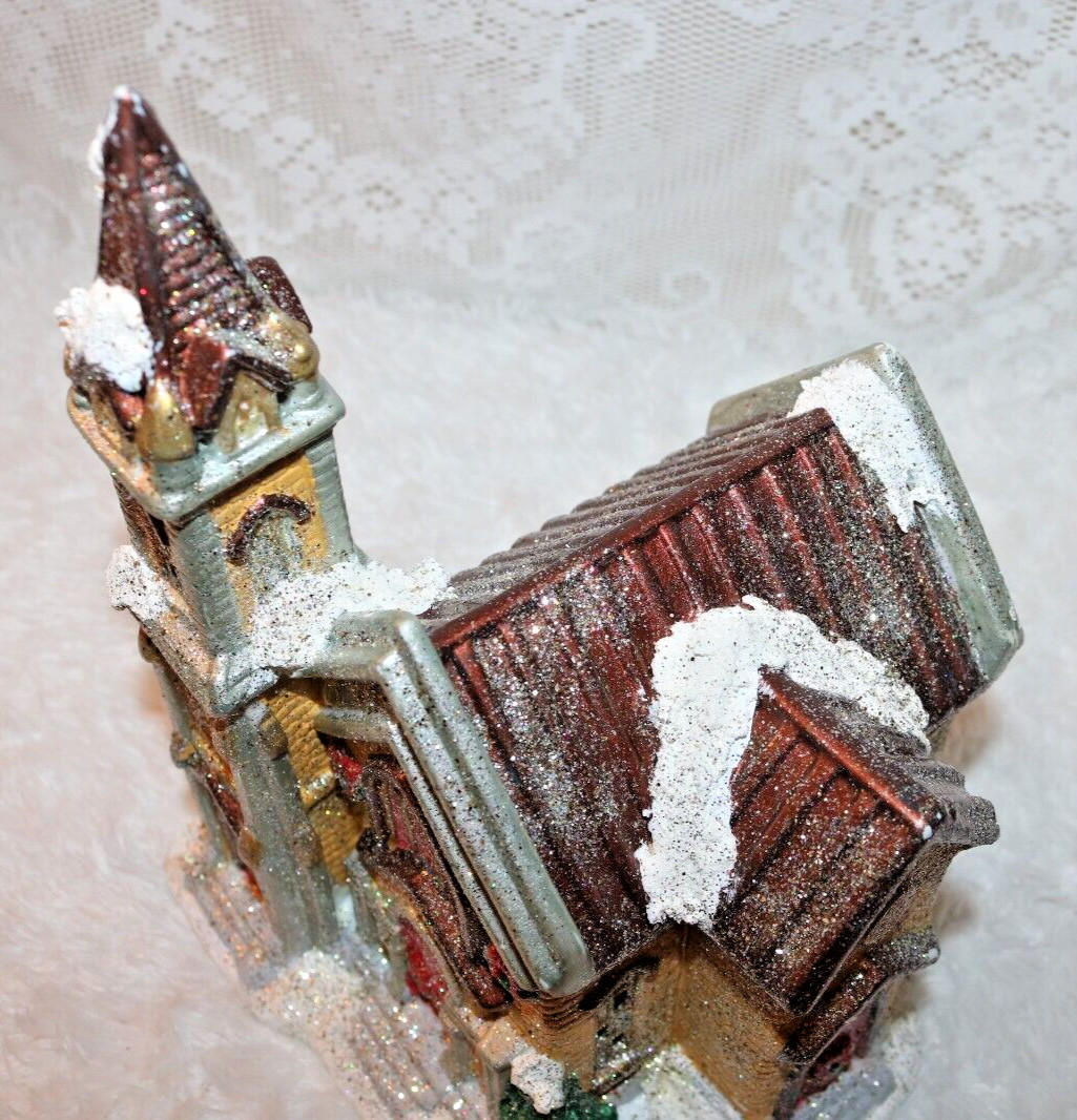 Christmas ceramic handpainted beautiful church *lighted cord NOT included*