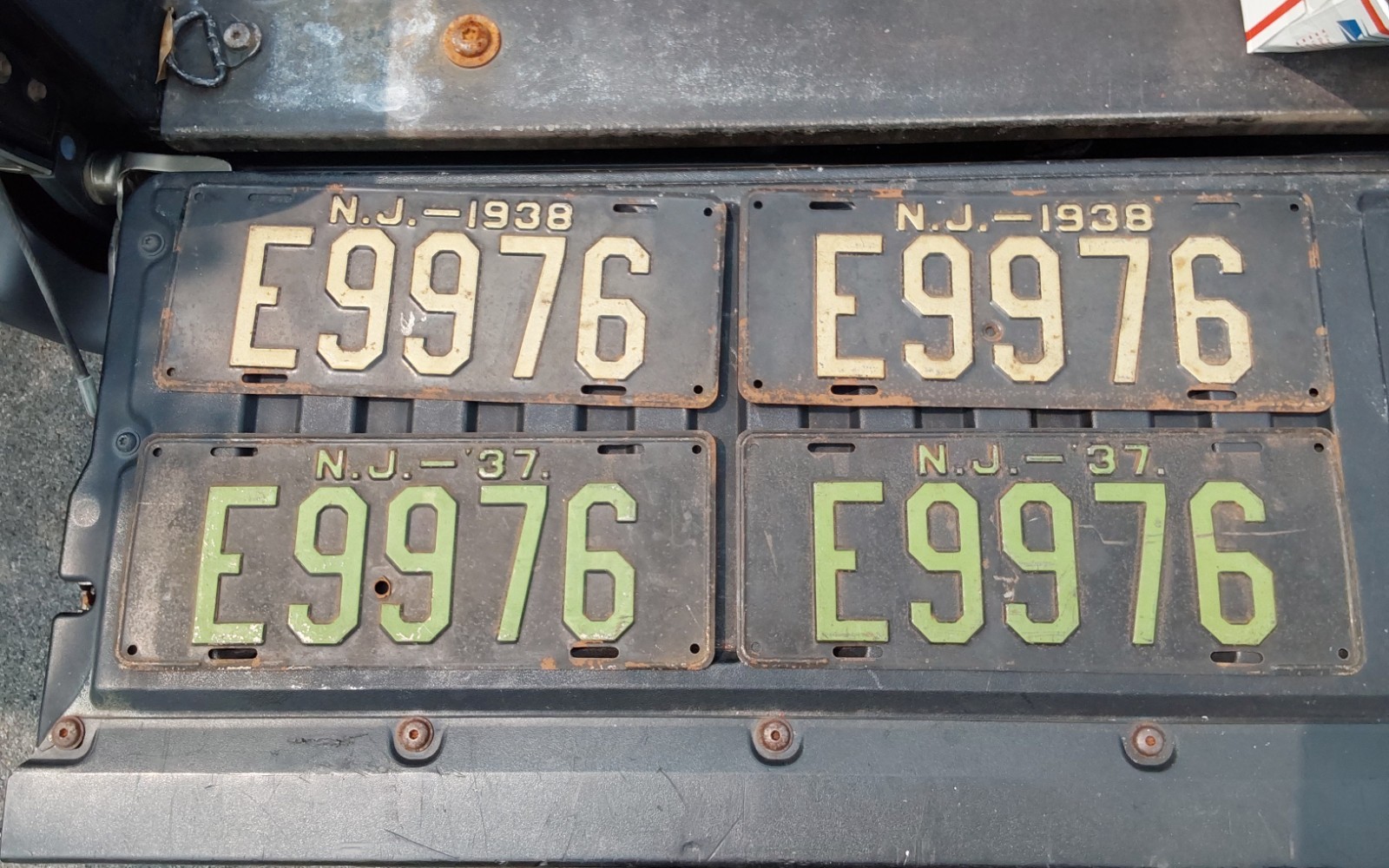 1937 1938 New Jersey Matching License Plates E9976