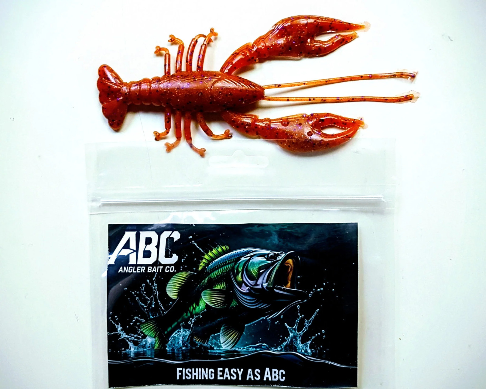 Angler Bait Co. wide body craw Soft Plastics – 8 Pack – Red Flake – Fishing Bait