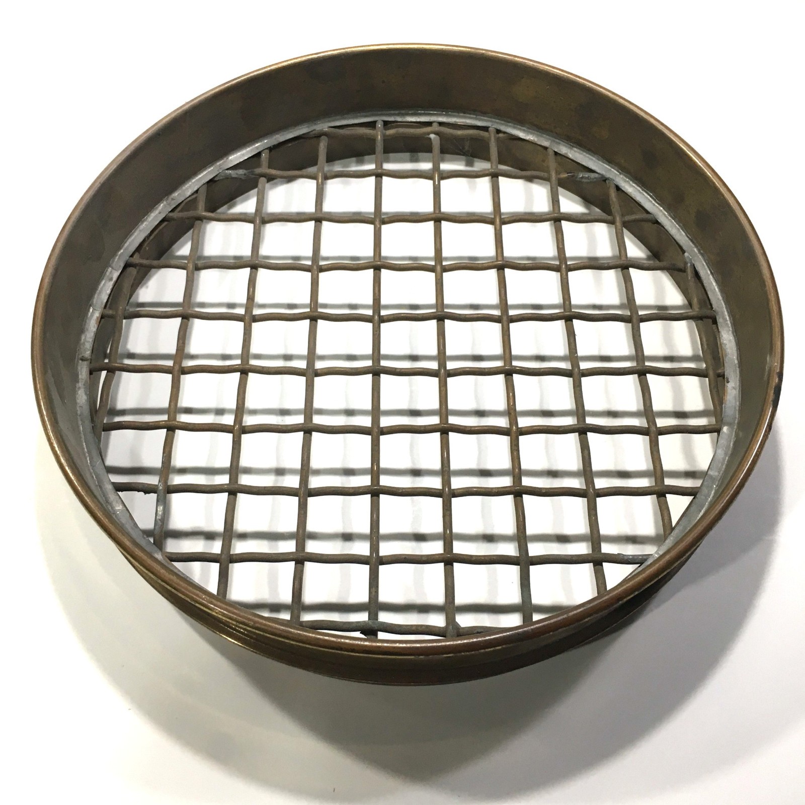 Vintage Brass Sieve, 12.5″ Diameter, 2.75″ Height, 1″ Mesh Opening