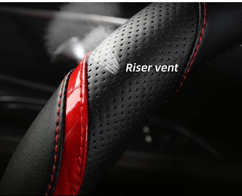 Double D Shape PU Leather Auto Car Steering Wheel Cover, Anti Slip Universal,…