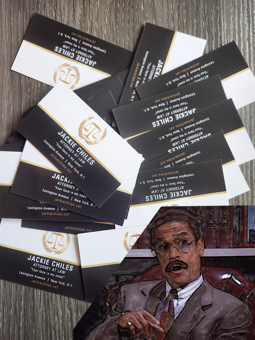 Lot of 25 Jackie Chiles Business Cards! Costanza! Retro Art Parody OUTRAGEOUS!