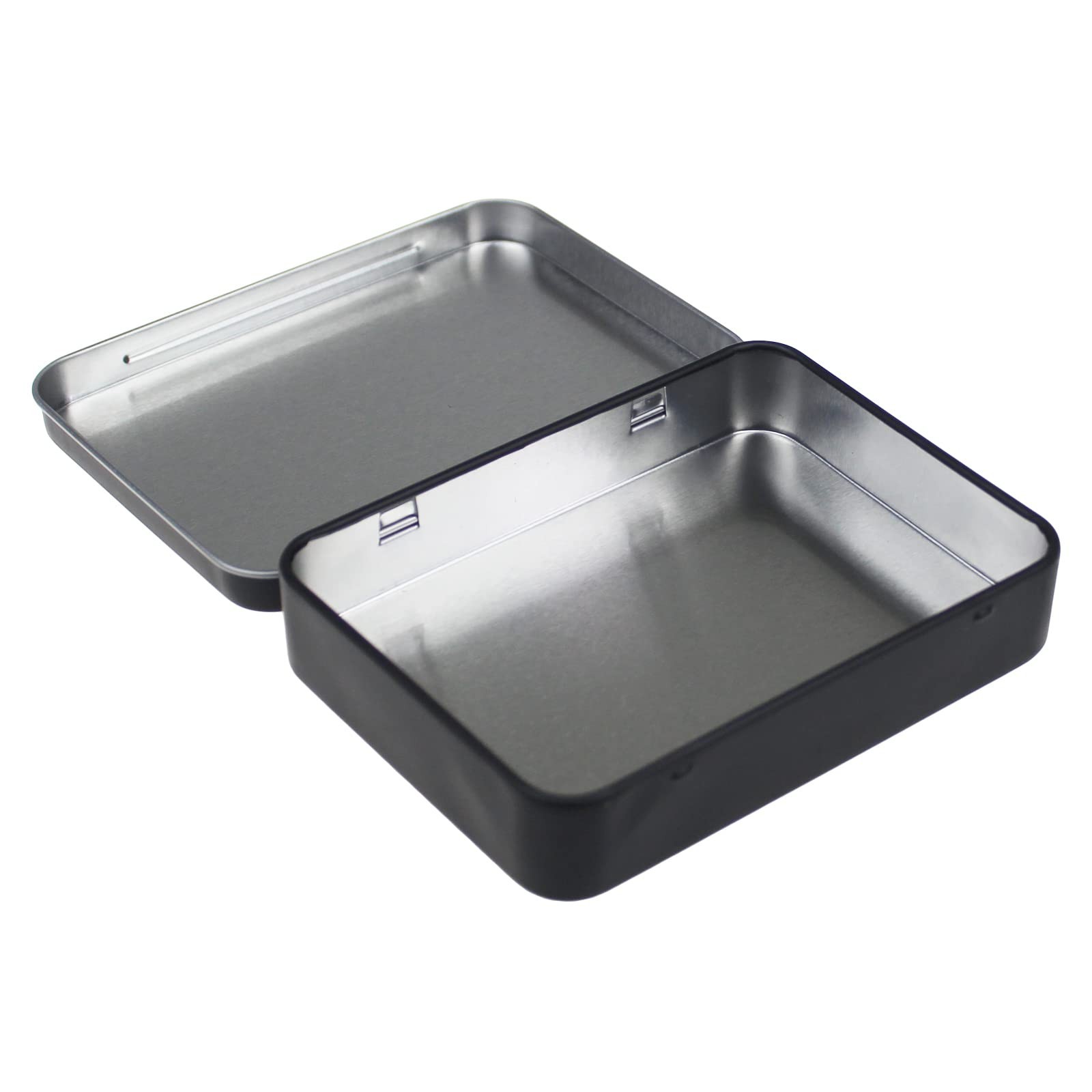 12 Pieces Rectangular Metal Hinged Tins, Black, 4.5 x 3.3 x 0.87 in | Empty C…