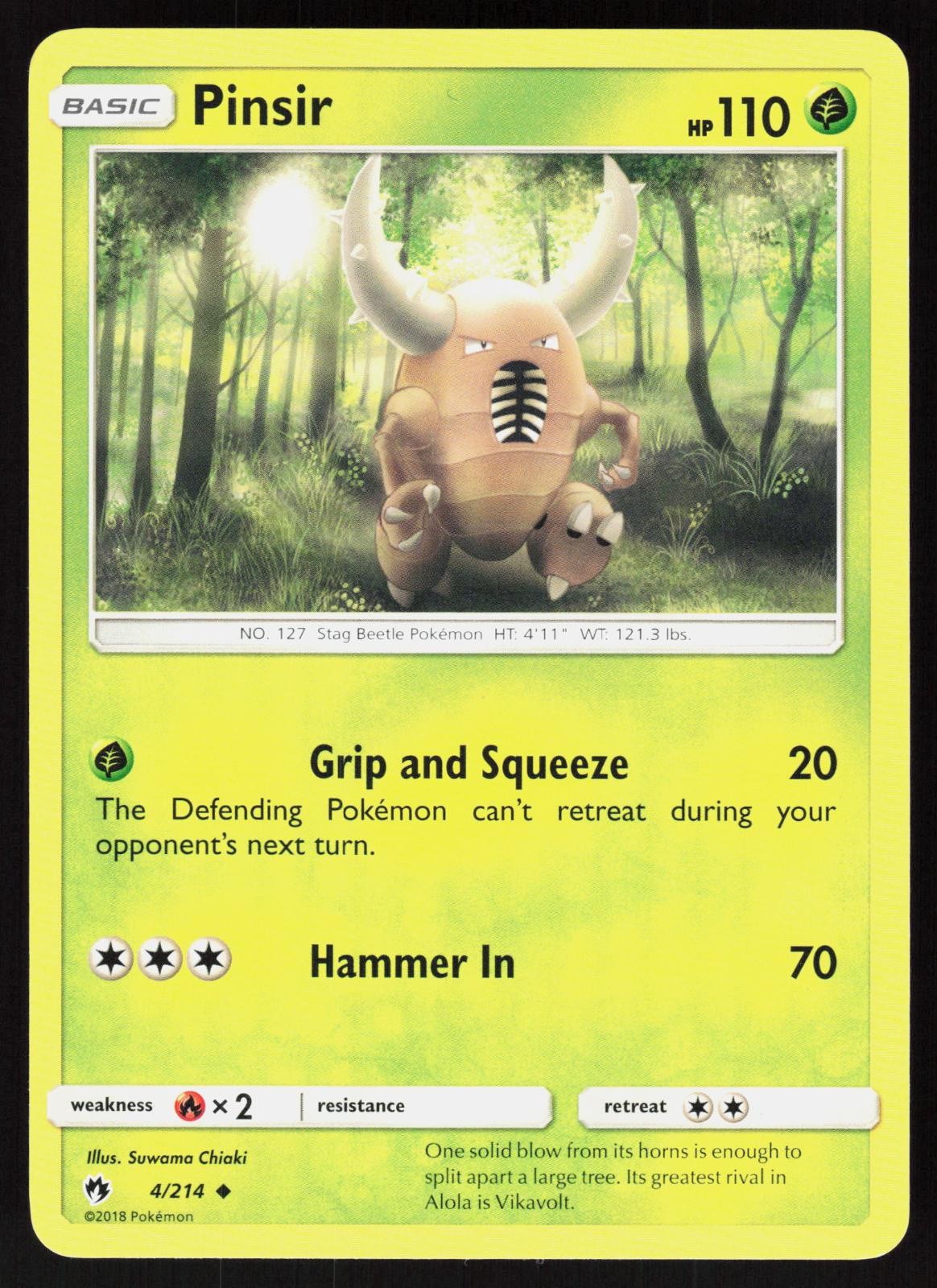 Pinsir 4/214 Uncommon Lost Thunder Pokemon LP