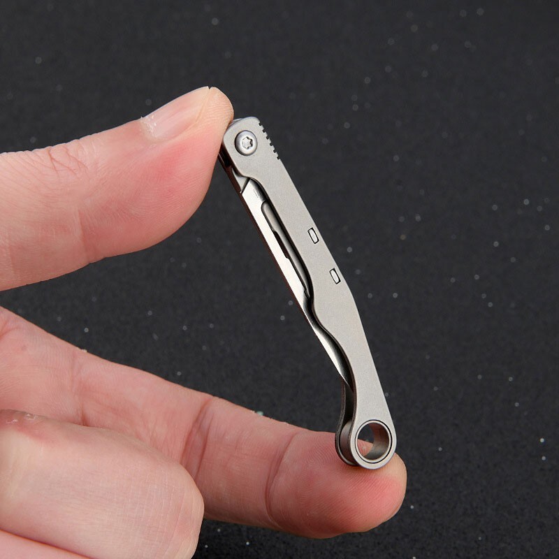 Mini Titanium Utility Folding Knife Scalpel Blade Pocket Keychain Outdoor EDC