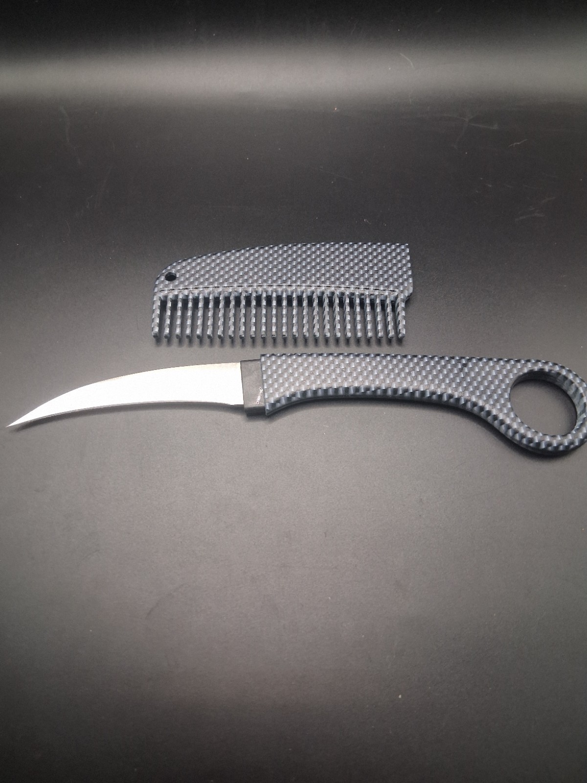 Karambit Comb Handle Knife Sheath Included Stainless Steel Blade carbon fiber