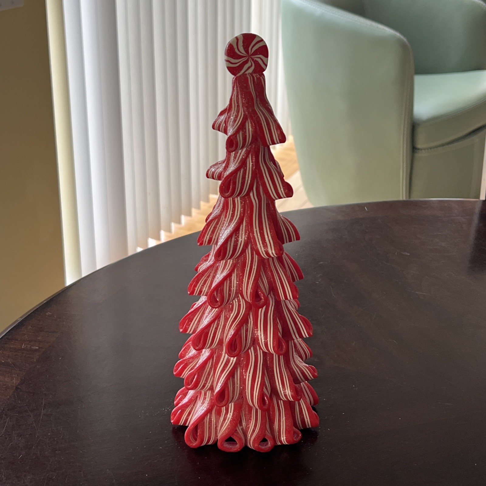 Red And White Peppermint Candy Christmas Tree Table Decor – 12”