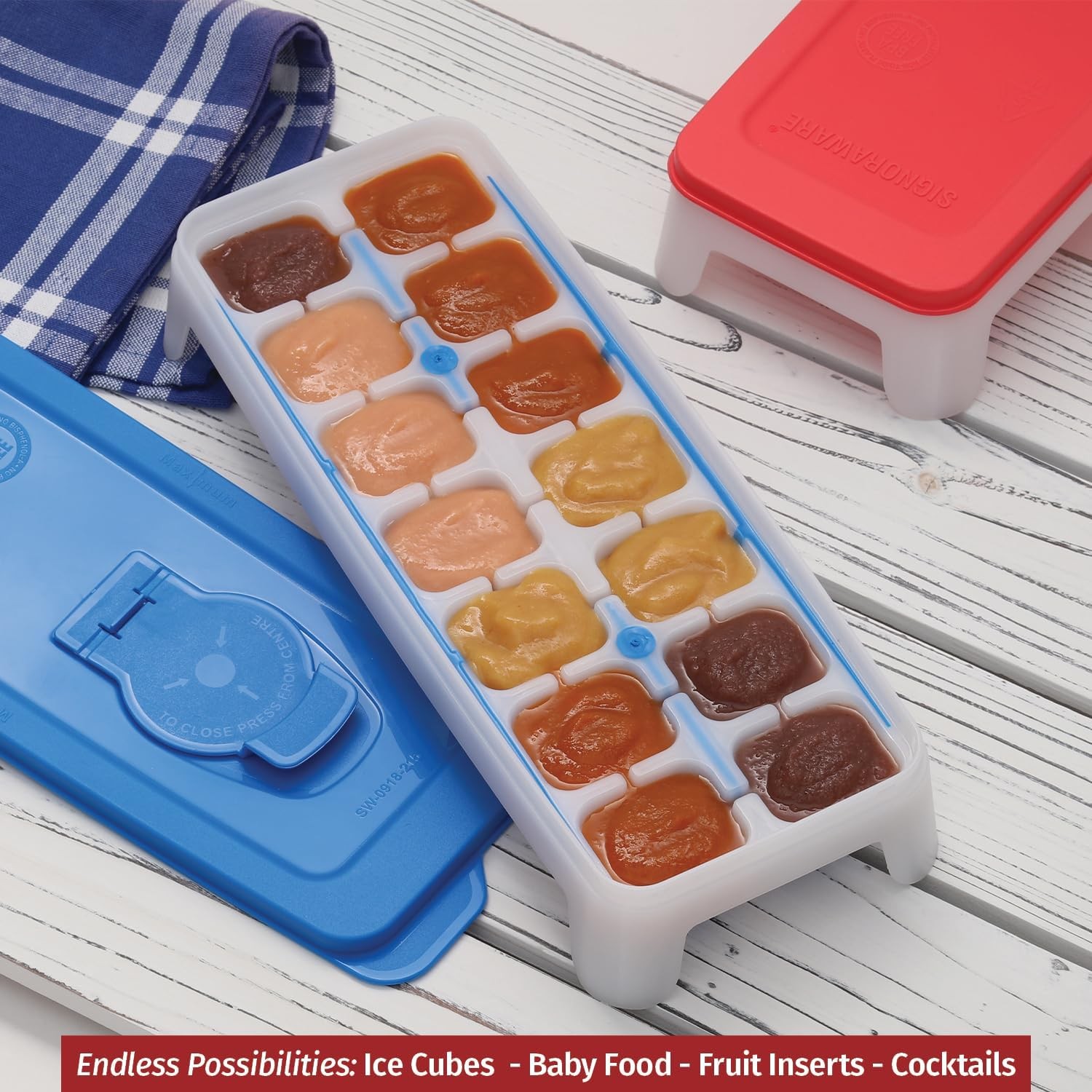 Silicone Ice Cube Trays for Freezer – Freeze Pop Holders Set of 2 – Easy Release