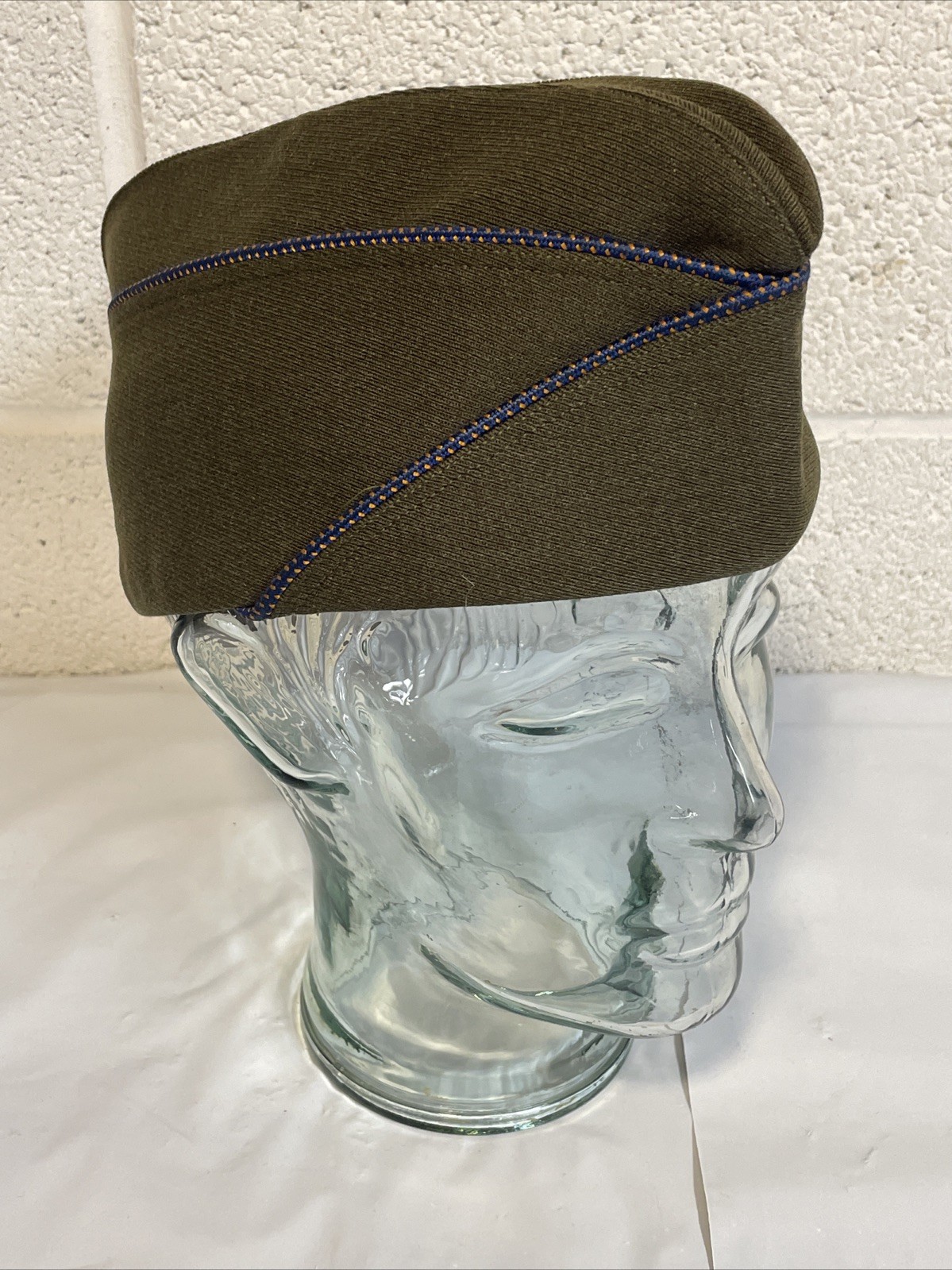 WW2 US Army EM Garrison Cap Wool OD Overseas Hat 6 7/8 Dark OG Vtg AAF