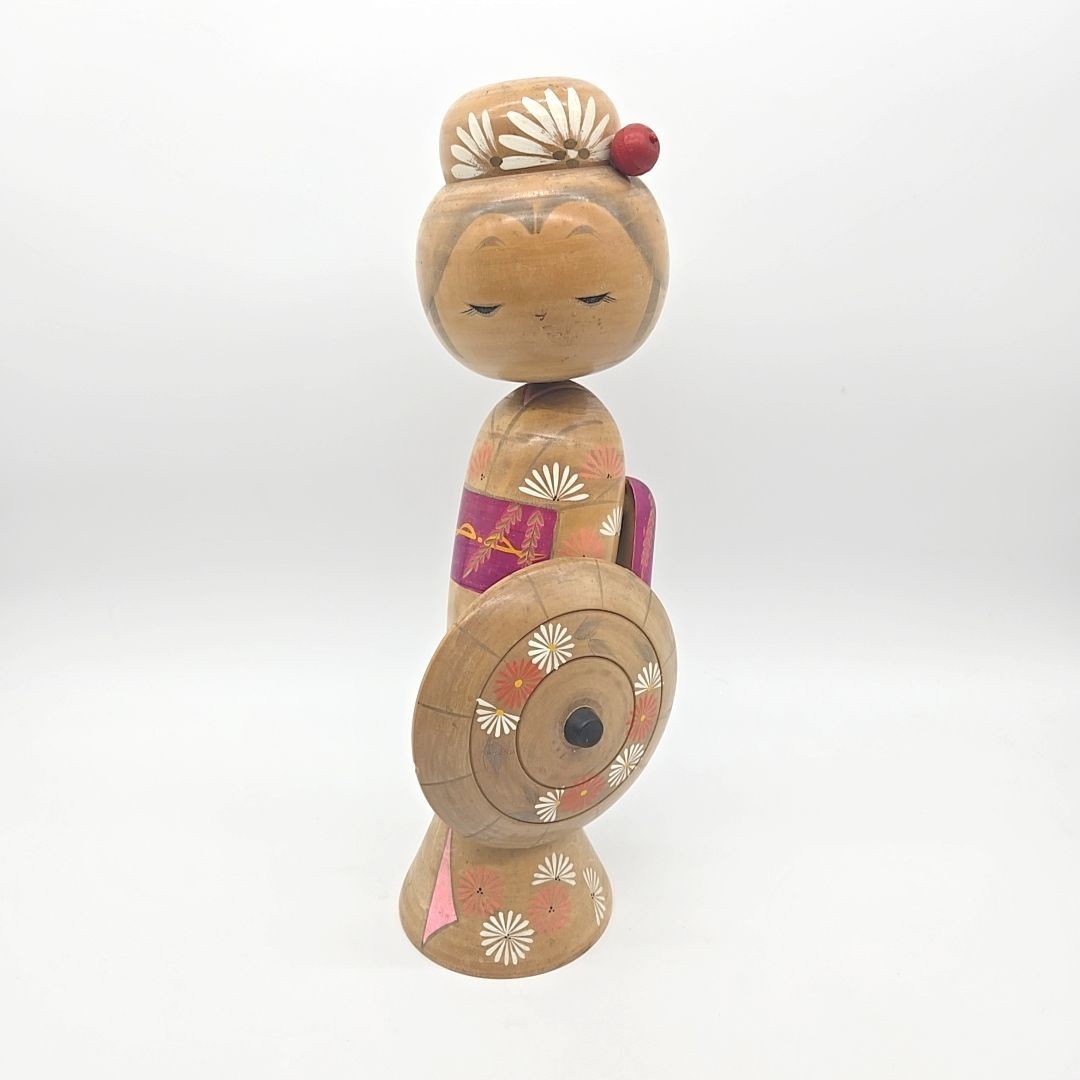 41cm Vintage Japanese Creative KOKESHI Doll – Hand-Painted by KISHI SADAO KOF418