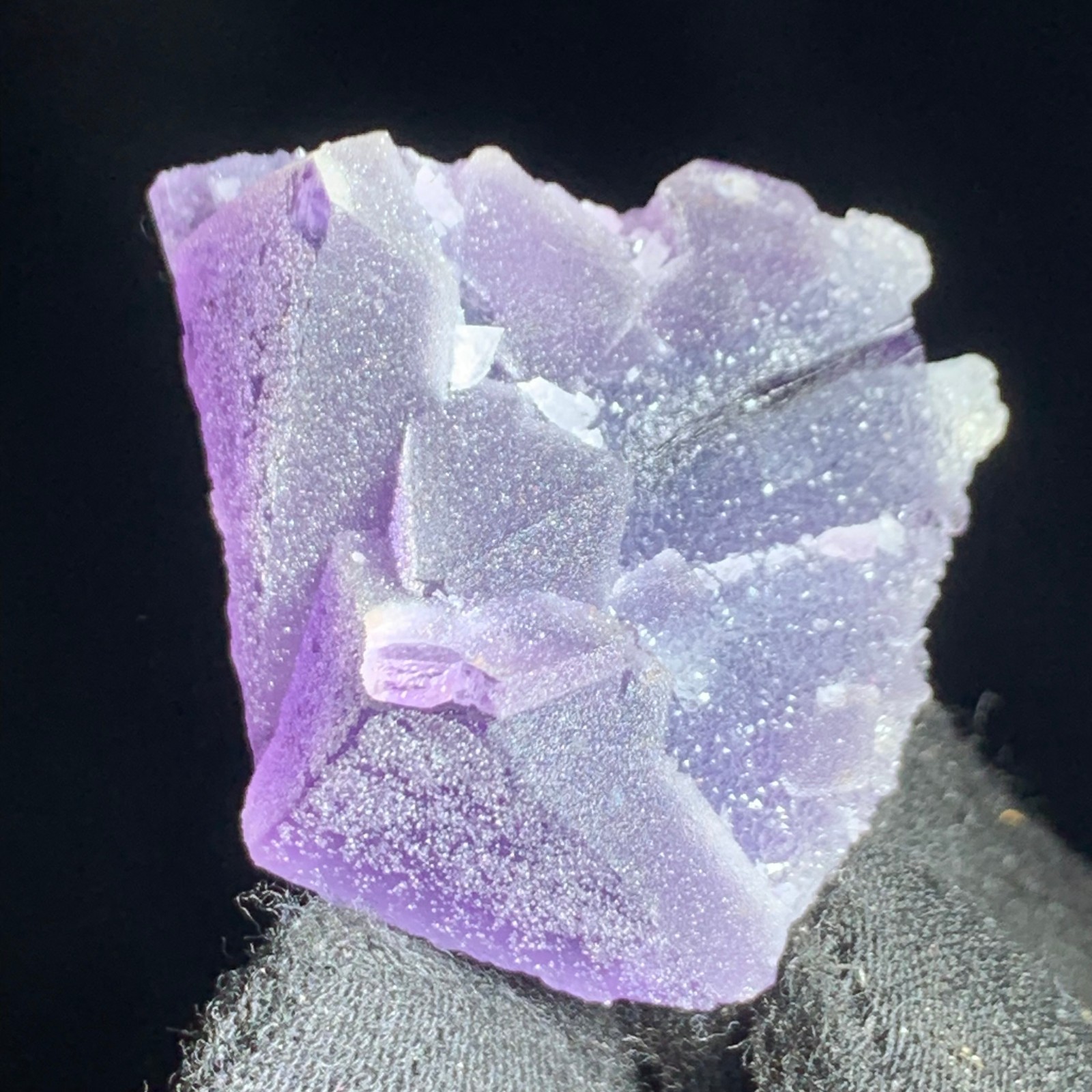 14G Purple Fluorite Druse with Matte Sugar/Rough Crystal Faces