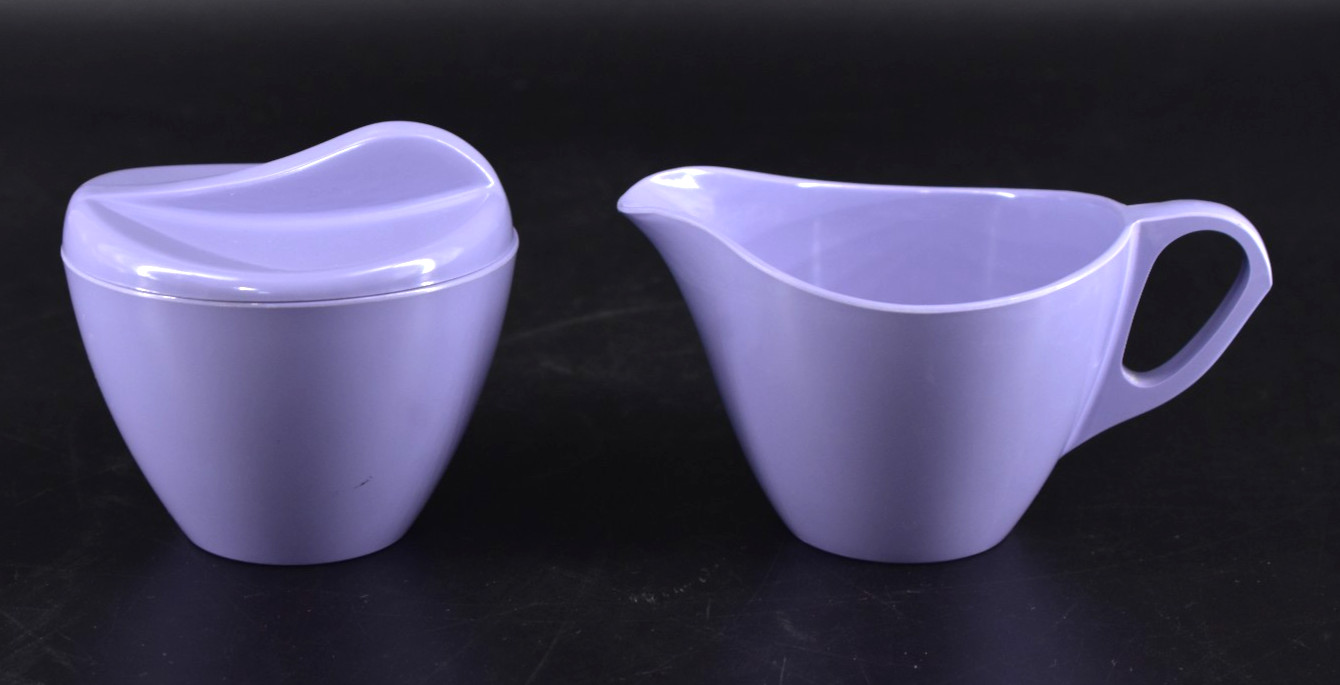 VTG MCM Royalon Corsage Violet Melmac Sugar & Creamer Set Purple #314 & #311