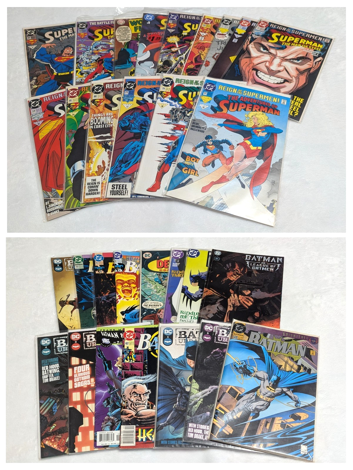 Batman Superman DC Comics Lot of 30 – Bronze Age, Knightfall, Reign of Supermen