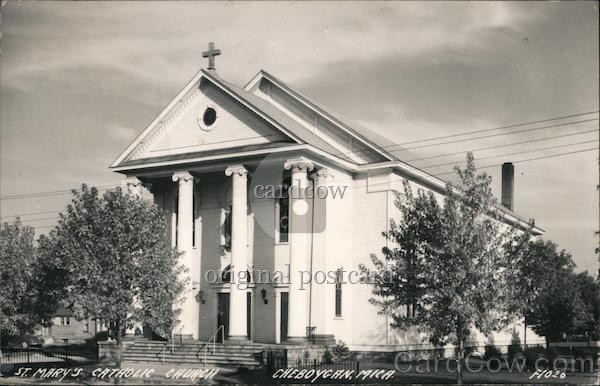 Cheboygan, Michigan MI St. Mary’s Catholic Church 1948 Original Vintage RPPC