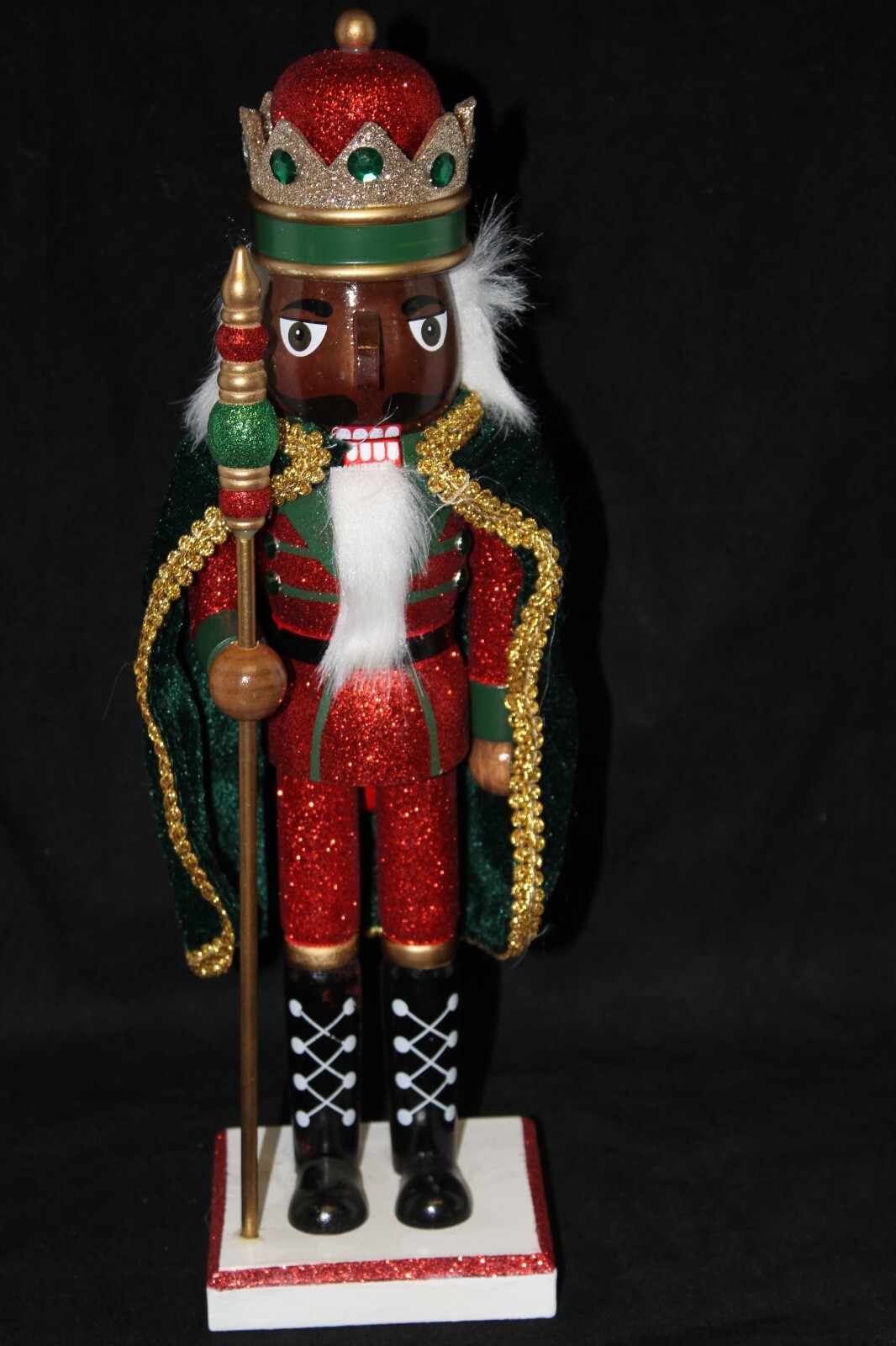 Wondershop Wooden Christmas 14″ Nutcracker Soldier Green Red Gold Glitter