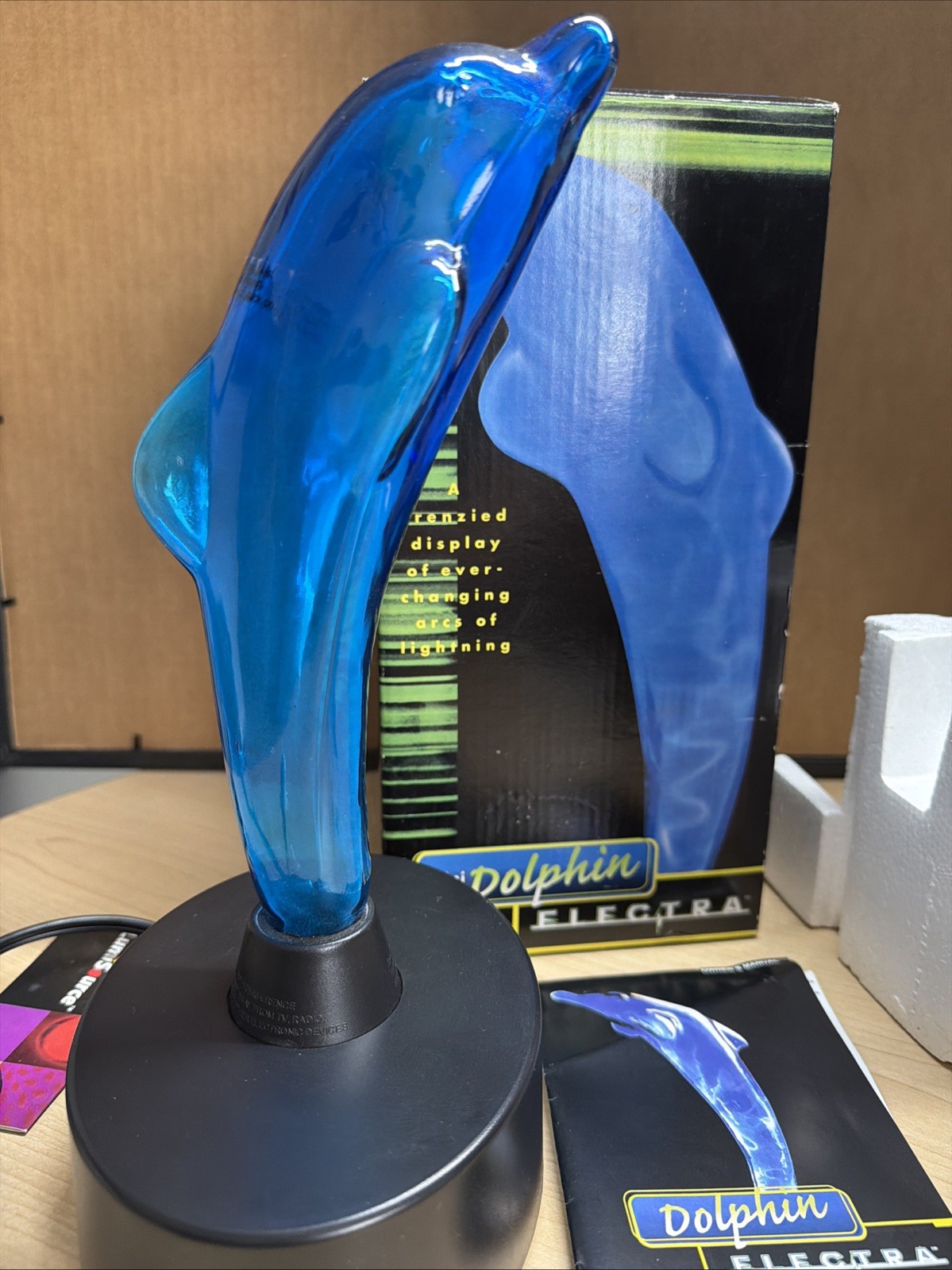 Lumisource Dolphin Mini-Electra Plasma Lightning Light Art Lamp Blue 12” UNUSED?